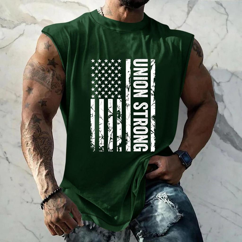 Men Sleeveless Tank Top Loose Fit Casual Workout Muscle Shirt Printed Graphic Design Lightweight Summer Athletic Vest