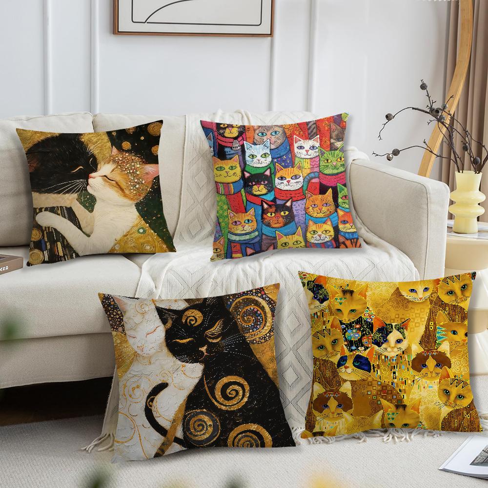 Art Golden Color Cat cushion cover Decoration Room Shop Car Best Home Office Coffee Pillow Sofa Printing Nordic Simplicity Hit