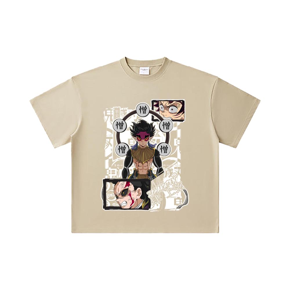 260 GSM Double Yarn 32 Count 100% Cotton Demon Slayer V106 Zohakuten Print Unisex Heavy Cotton T Shirt