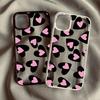 INS Pink Black Love Heart Hard Phone Case For iPhone 16 Pro 14 15 13 11 12Mini XS Max XR 7 8Plus Cute Shockproof Clear Cover Bag