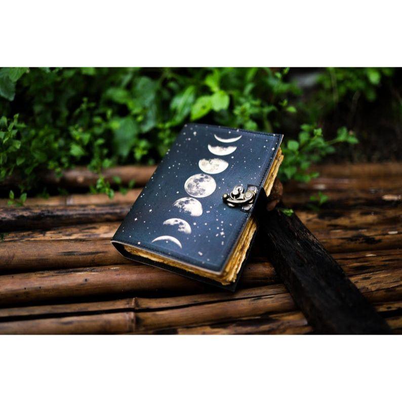

Sun and Moon Handmade Deckle Paper Journal for Men and Womene Spell notebook for traveling sketchbook poetry book 7 x 5 in