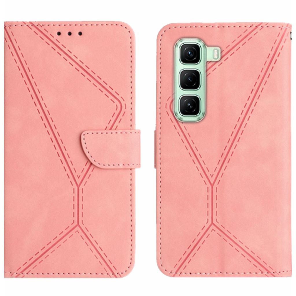 For Infinix Hot 50 4G Case Skin Touch Lines Imprinted PU Leather Flip Phone Cover