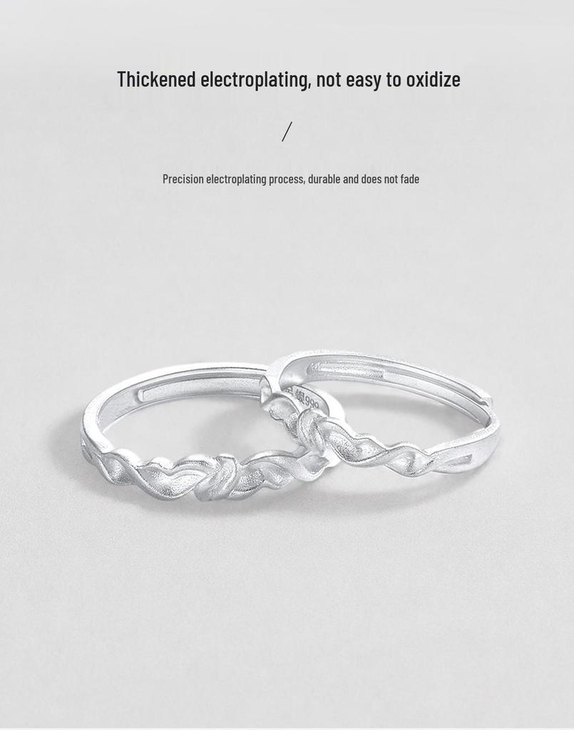 Jie Ai 999 Sterling Silver Custom Engraved Couple Rings for Men and Women - Unique Engagement or Birthday Gift