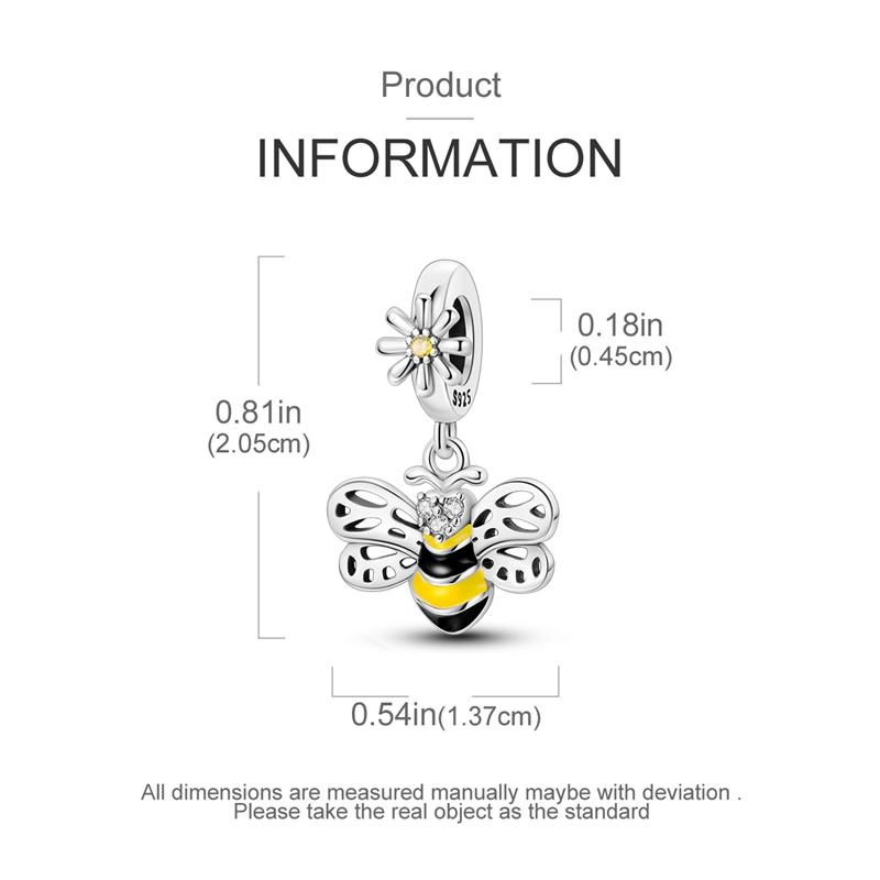 Charms Original Copper Yellow Bee Wings Pendant Beads Fit Bracelet Women Jewelry Diy Fine Gift Accessory