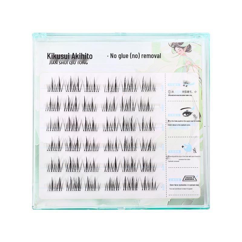 

Natural Traceless False Eyelashes, Stem-Free & Glue-Free, Self-Adhesive Double-Pointed Sunflower Clusters, 6 Rows