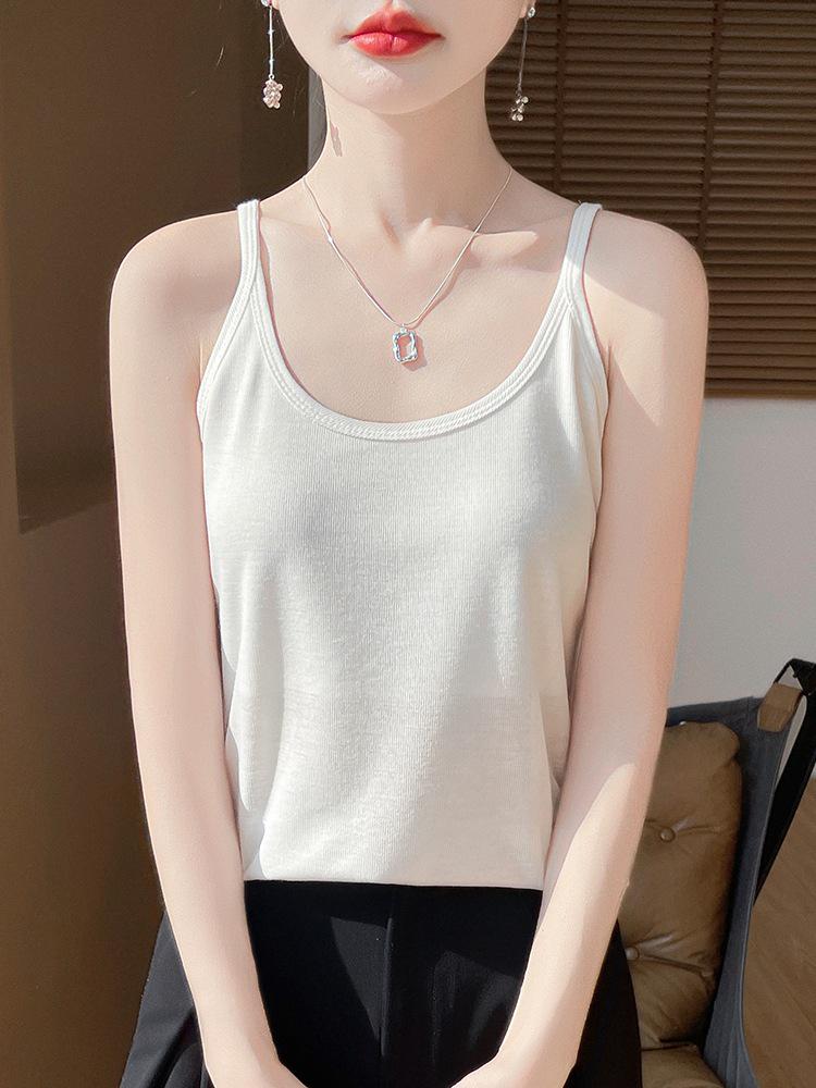 Trendy Summer Spaghetti Strap U-Neck Solid Sleeveless Women's Fashion Vest