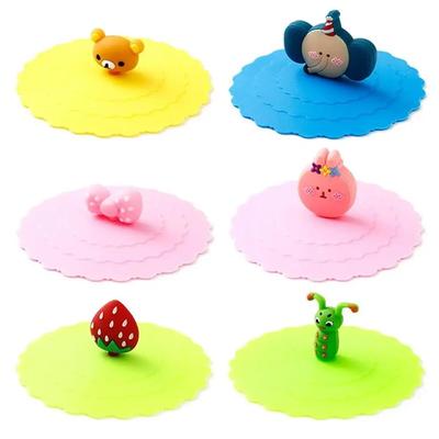 3 Unidades Tapas de Silicona para Tazas de Bebida 10cm Creativas Redondas Cubre Tazas Reutilizables Antipolvo Tapas de Taza de Dibujos Animados para Taza de Café