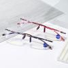 Frameless Edge-Cut Anti-Blue Light Reading Glasses for Middle-Aged & Elderly, Ultra-Light TR Frame