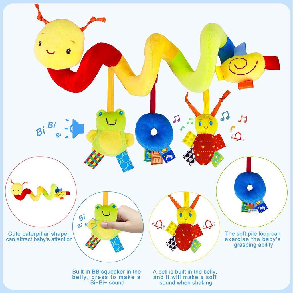 Newborn Plush Doll Educational Hanging Toy for Strollers & Cribs (0-1 Year)