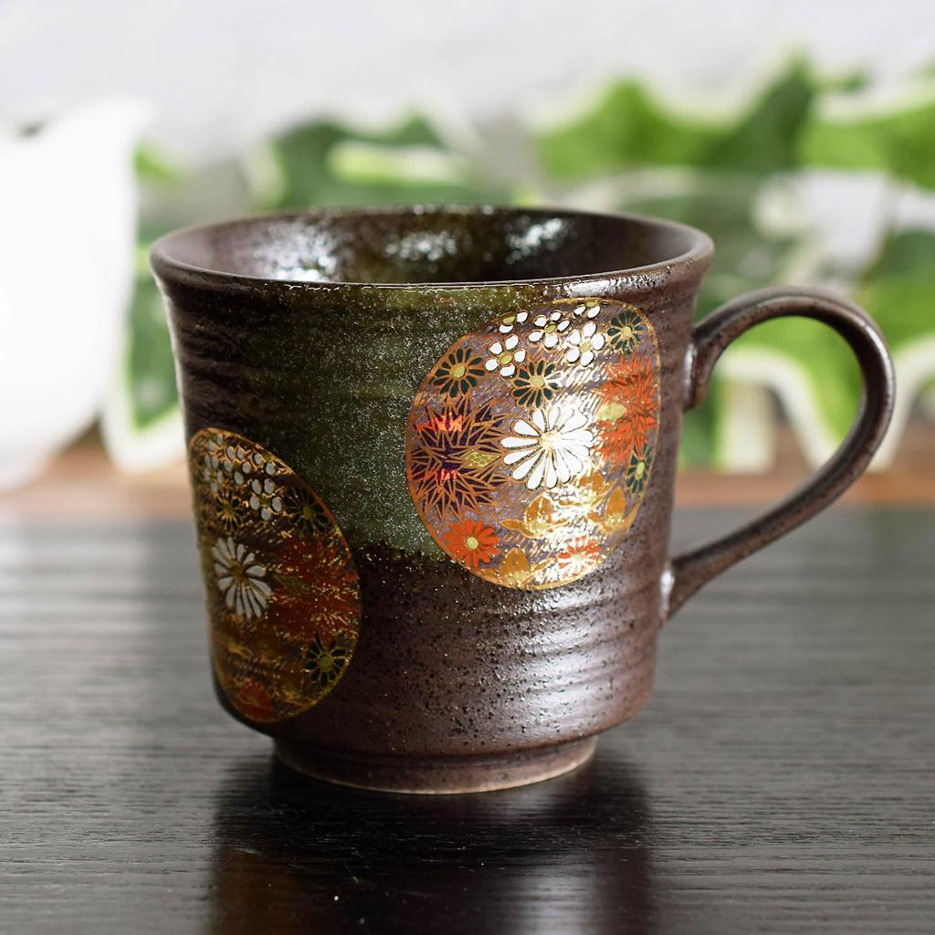 Waza No Kura Stylish Kutani Ware Mug with Gold Flower Design, Ceramic, Luxury Brand, Made In Japan, Birthday Gift