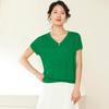 Plus Size V-Neck Fly Sleeve Ice Silk Knitwear - Lightweight Summer Top for Women