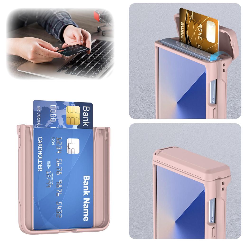 Samsung Z Flip 7 Protective Case with Card Slot and Hinge Bracket, Foldable Anti-drop Design
