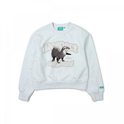 Animal Embroidery Sweatshirt Light Blue
