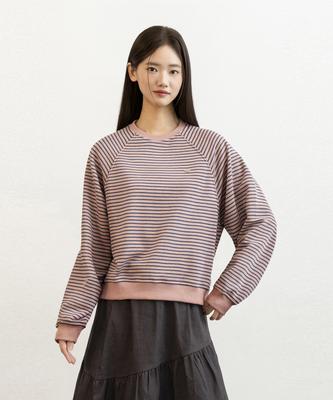 Yujen Essential Raglan Stripe Sweatshirt_Pink & Blue