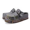 Johnature Hand Drawn Genuine Leather Thick Soled Shoes Fashion Round Toe Height Increasing Slippers