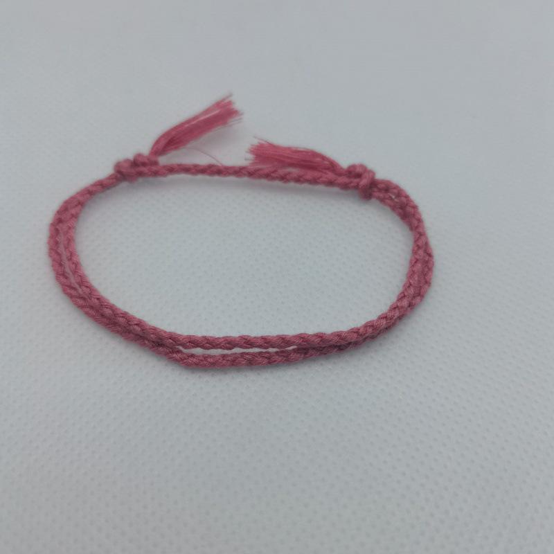 Hand-Woven Cotton Linen Bracelet: Minimalist Japanese Style in Solid Colors for Women