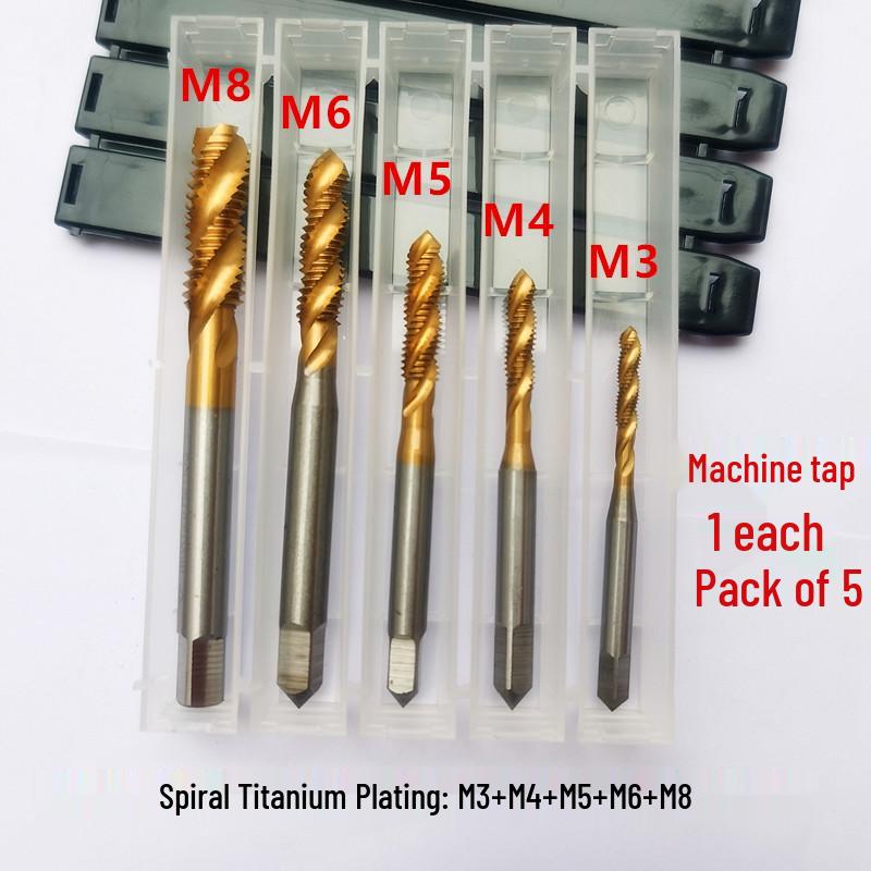 Titanium-Plated Spiral Flute Blind Hole Taps Set (M3-M20)