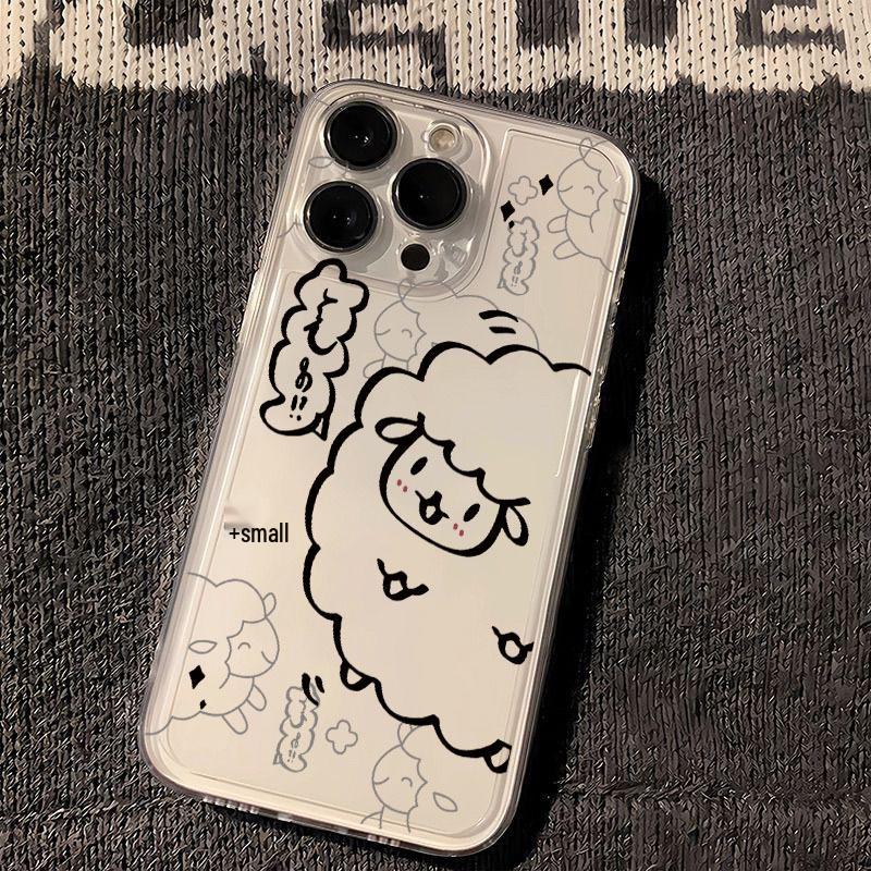 New Cloud Line Lambskin Soft Shell for Apple 16 Pro Max: Precise Hole, Cartoon Style