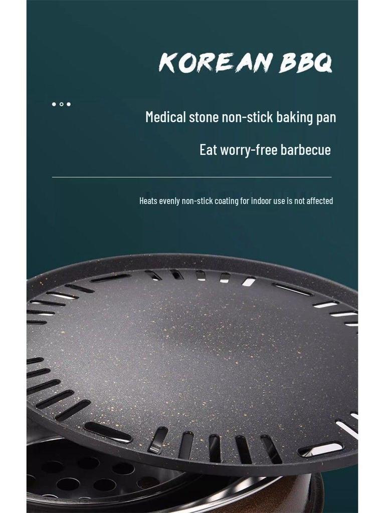 Korean Smokeless Charcoal Grill: Round Table Metal Iron BBQ & Tea Brewing Stove for Outdoors