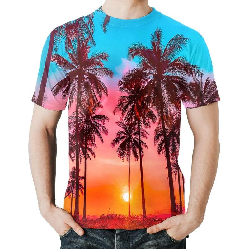 3D Polyester Unisex T-Shirt Summer Beach Style. Coconut Tree Printed Graphic Quick Dry Moisture Wicking Short Sleeve Casual