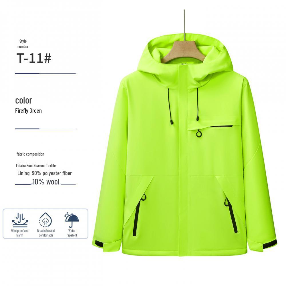 Personalized Windproof 3-in-1 Jacket: Solid Color, Custom Logo, Unisex Design, Thick Workwear