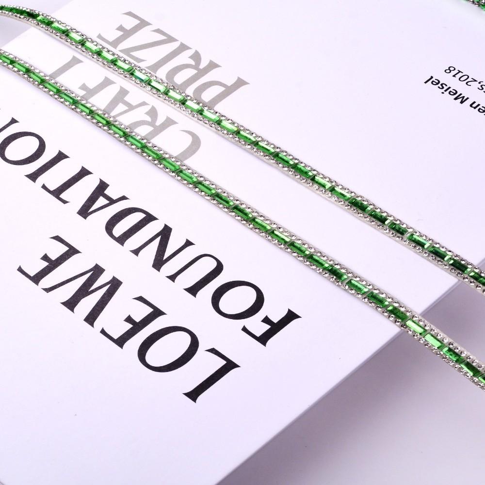 Hot Fix Rhinestone Strip Green Resin Rhinestone Rhinestone Chain  Clothing Accessories C
