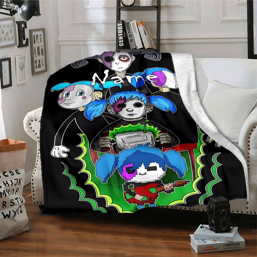 Custom Name Sally Face Theme Printed Blanket - Perfect for Couch, Bed, Travel & Outdoor Use | Machine Washable, Cozy & Durable.