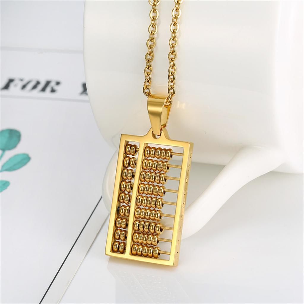Fashionable Stainless Steel Abacus Pendant Necklace with Adjustable Chain for Fashion Enthusiasts and Math Lovers