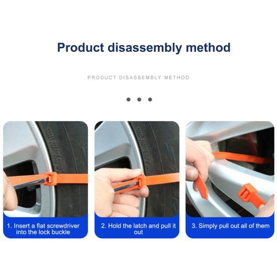 10 buc. Lanțuri reutilizabile pentru cauciucuri de zăpadă pentru mașină, camion, lanțuri de urgență anti-alunecare, potrivire universală, reglabile, lanțuri antiderapante pentru biciclete