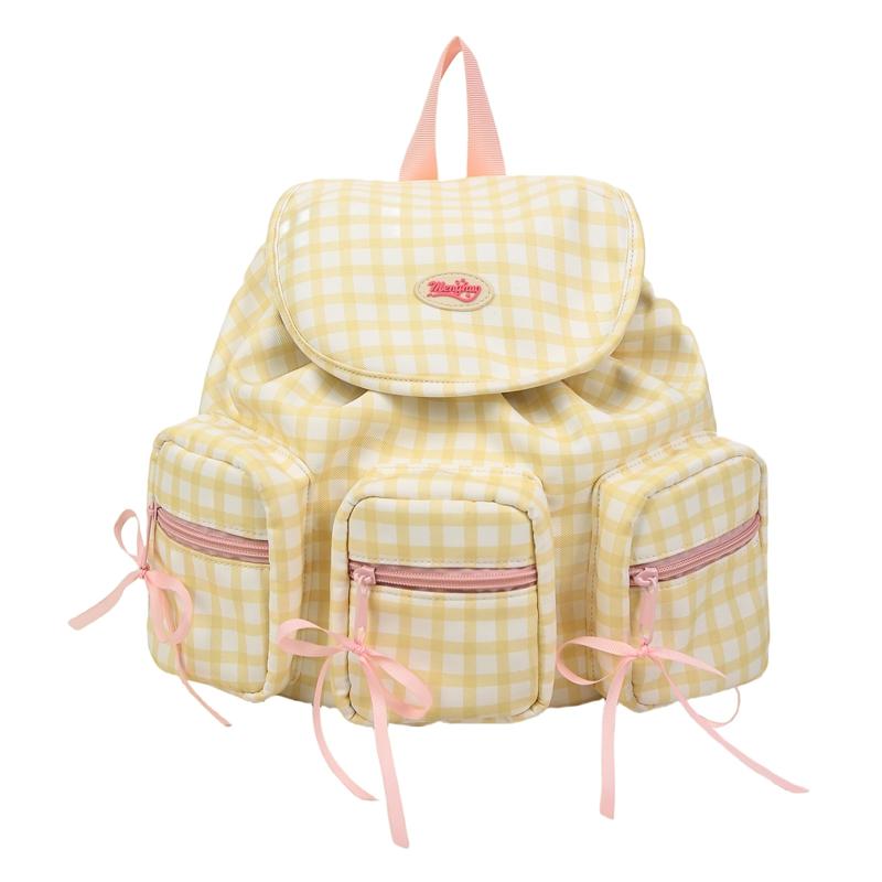 

Женский клетчатый рюкзак для школьников жёлтый