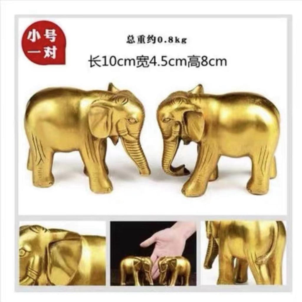 Brass Ornaments Pair Copper Water Absorbing Elephant Entrance TV Cabinet Decoration Housewarming New Home Open