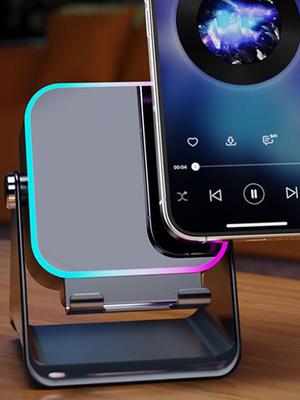 5 In 1 Auto-induction Wireless Induction Speaker 8 Mode RGB Lights HIFI Sound Portable Phone Holder