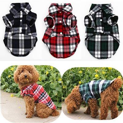 Pet Plaid Shirt Lapel Coat Jacket Odzież Top Apparel