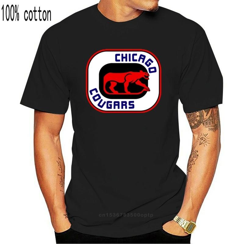 

Chicago Cougars Hockey Wha Retro 1970_S Seventies Logo T-Shirt Shop Graphic Tee Shirt 3XL чорний