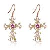 Women Stylish Elegant Cross Color Earrings Necklace Pendant Set for Wedding Party