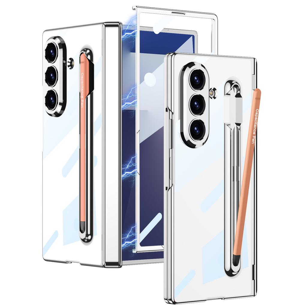Suitable for Samsung Z Fold7 Mobile Phone Case Electroplated Pc Phantom Transparent Fold7 Integrated Pen Slot with Pen Protection Case
