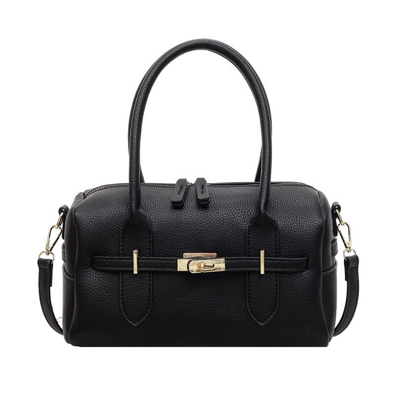 Bolso de Mano Clásico de Piel Sintética Granulada con Asa Superior y Correa de Hombro Desmontable Ideal para la Moda Cotidiana y la Elegancia