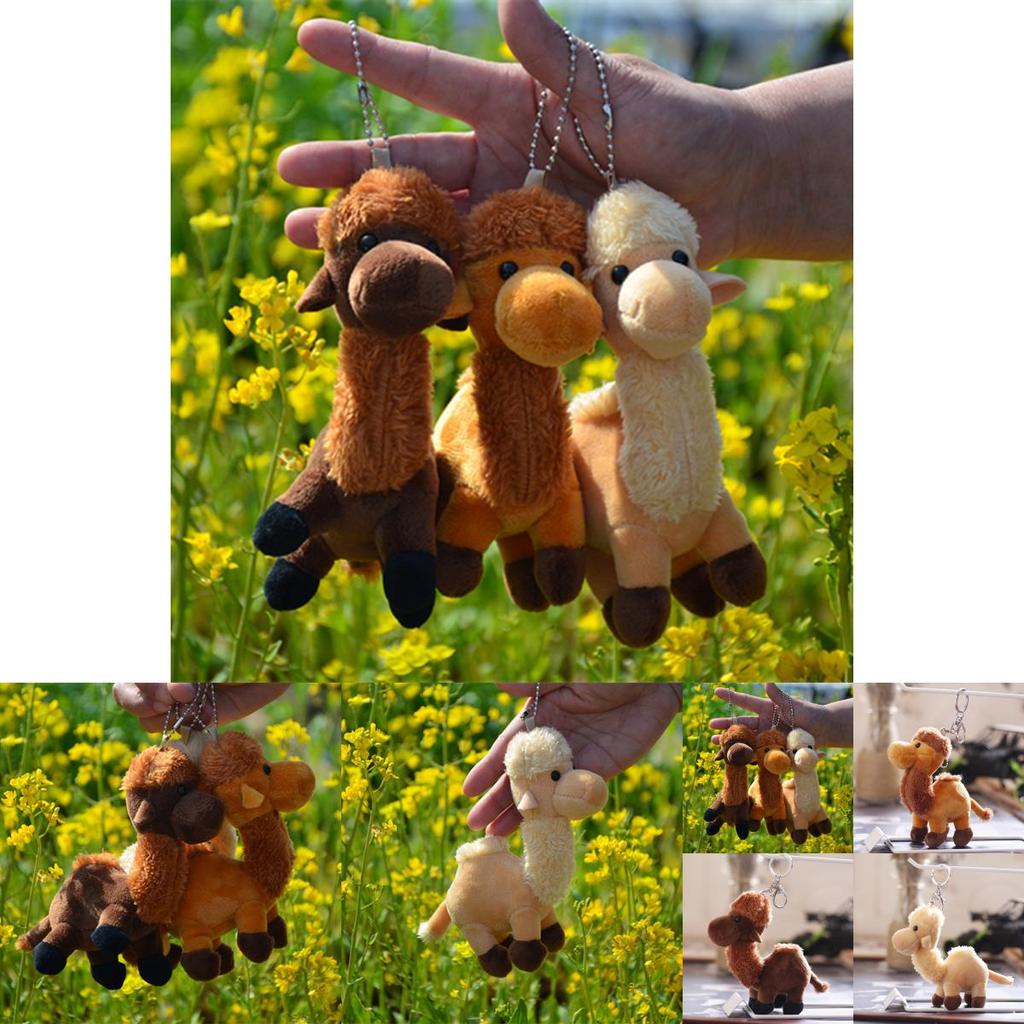 Cute Desert Camel Plush Keychain Toy Mini Stuffed Animal Doll For Children