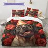 Dog with Birthday Hat Pattern Bedding Quilt Set  Home Decoration  Gift (1 * duvet cover + 2 * pillowcase  without core)