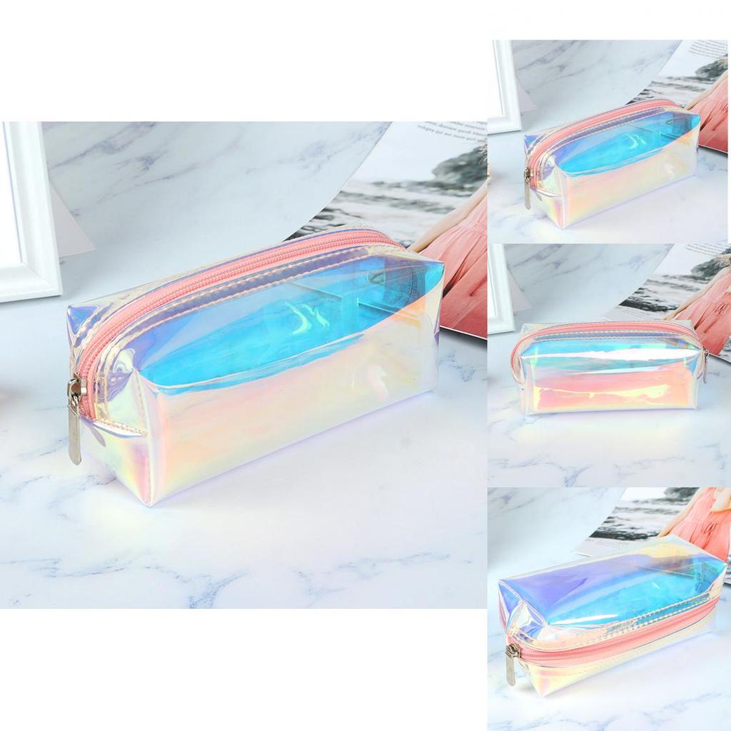 Transparente TPU Make-up Tasche Laser Bunter Federmäppchen Tragbare Aufbewahrung Für Studenten