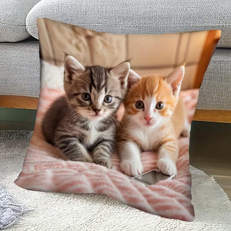 Niedlicher Tierprint Kissenbezug: 2D-Flachdruck, keine echte Stickerei, Nachtsofa Nachtsofa-Kissen