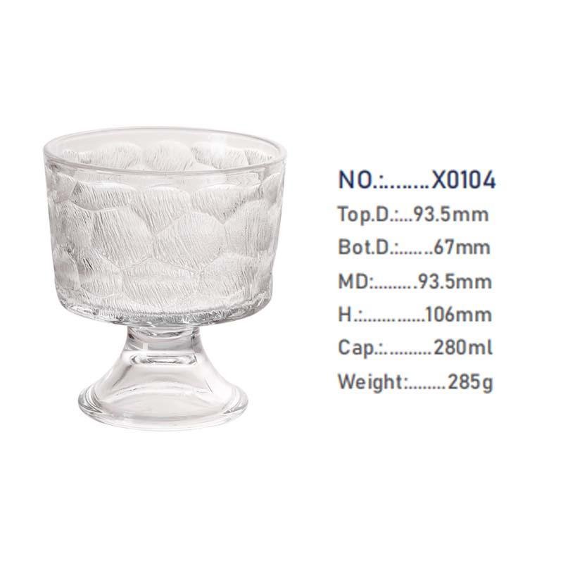 Low-Base Glass Cup for Ice Cream, Coffee, Yogurt, and Desserts