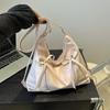 Korean Style Bowknot Faux Leather Bucket Bag for Women, Soft Single Shoulder Hobo Purse, Chic Casual Crossbody Handbag