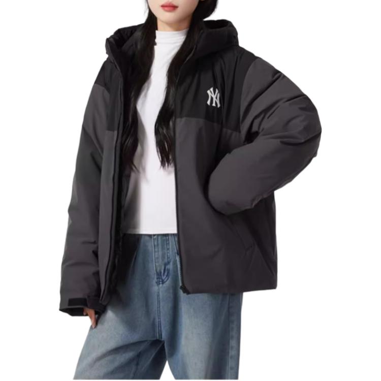 Giacca Unisex con Cappuccio e Zip MLB New York Yankees Manica Lunga Grigio Antracite 3ADJB0646-50CGS