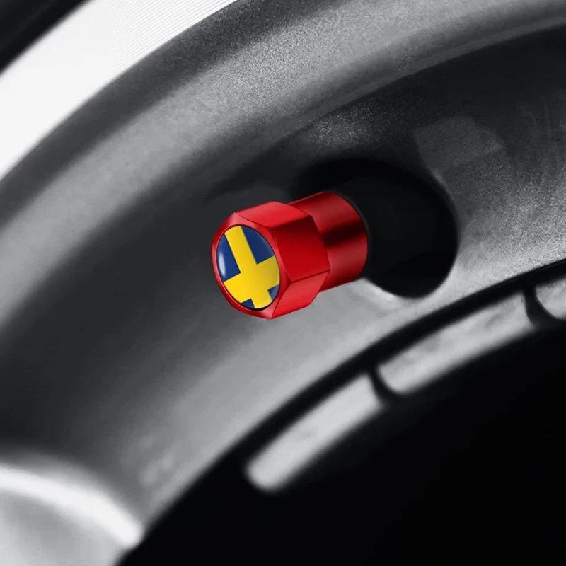 4 Stück Metall Schweden Logo Auto Rad Reifen Ventilschaftkappen Abdeckung Für Volvo XC60 XC90 XC40 S90 V40 V60 S60 S80 R DESIGN Zubehör