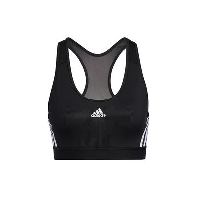 Bt 3s Rib Bra Color Block Three Stripes Medium Support Sports Bra Women Underwear Black GL0570