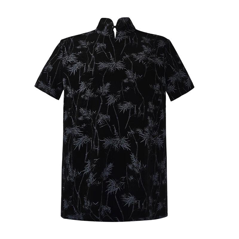 HECO 2025 New Chinese Style Acetate Teardrop Collar Short Sleeve T-shirt