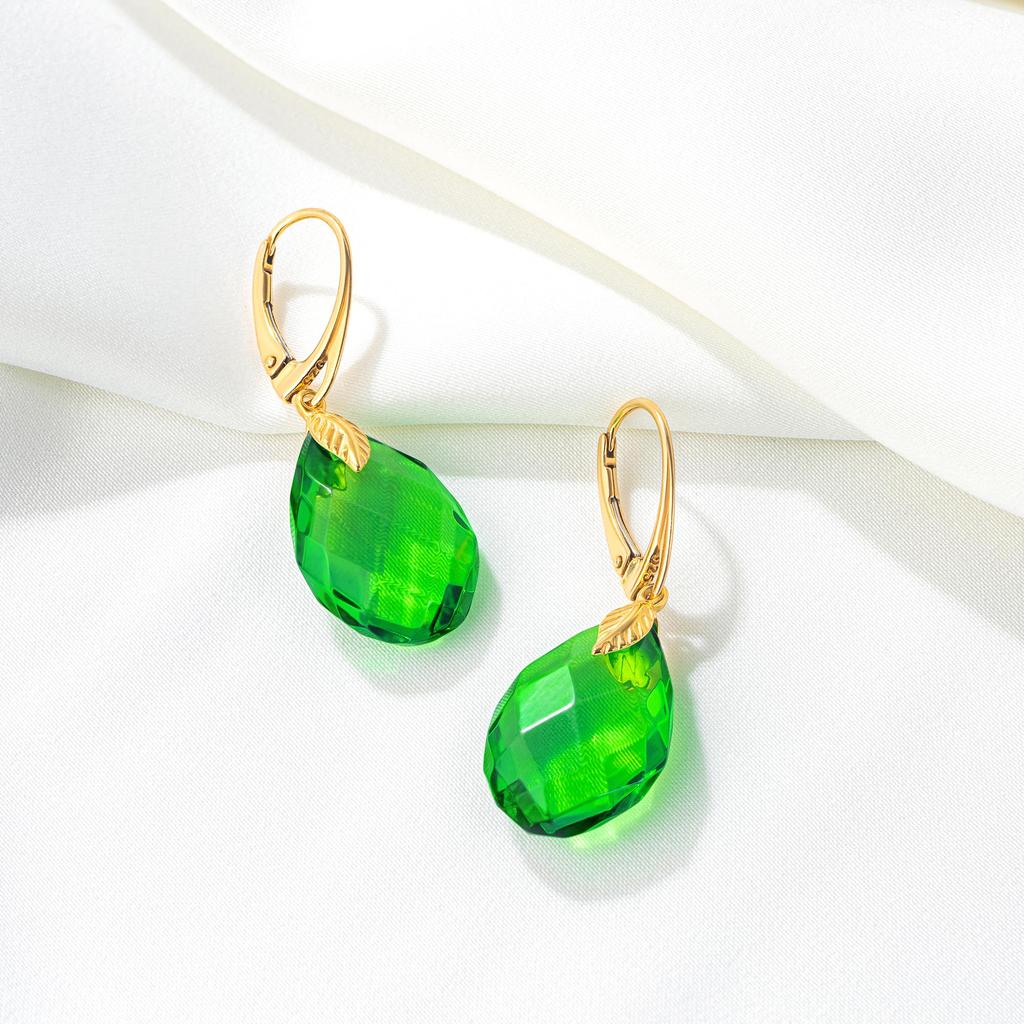 Amber by Mazukna Faceted Green Amber Earrings Jewelry in Silver 925 with Hardware and Leverback Lightweight and Perfect Gift for Includes Certificate