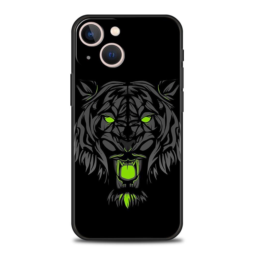 Animal Lion Wolf Tiger Phone Case For iPhone 17 16 15 Pro Max 11 12 13 14 7 8 Plus SE 2020 X XR XS Cover Soft Black