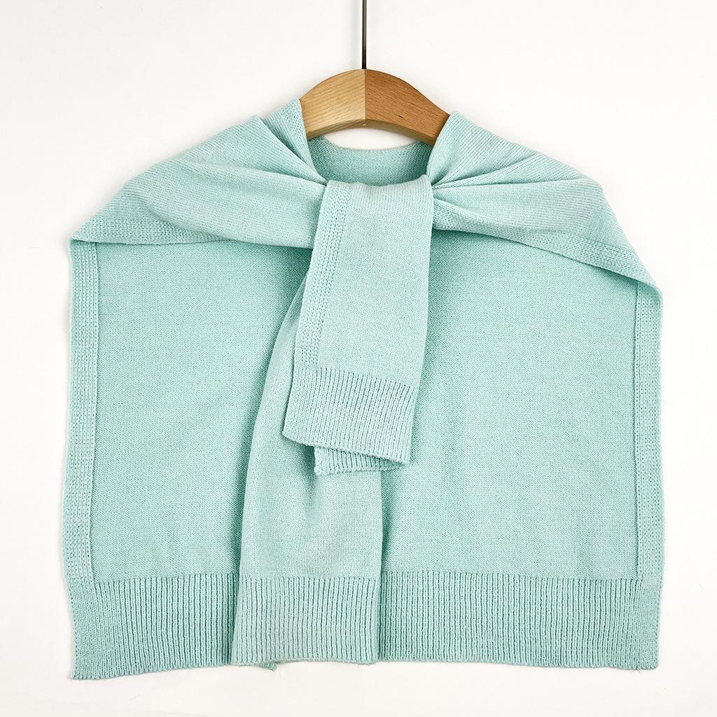 

Тондэмун Фейк-воротник Маленькая шаль Однотонная вязаная шаль с узлом шарфа Шарф 90cm светло-синий